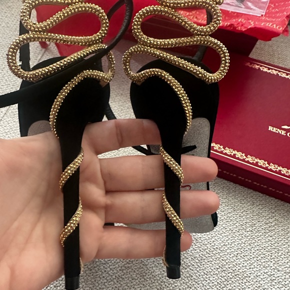 Rene Caovilla black suede sandals size 38 or 7/7.5 US NeW - Picture 3 of 9